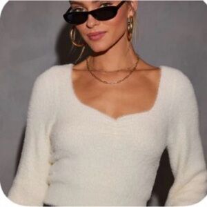 Vici Cream V-Neck Sweater
